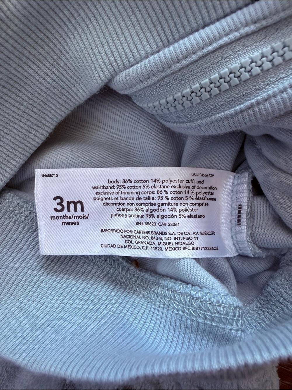 Carter's Light Blue Terry hooded bear athletic Set - Picture 2 of 3